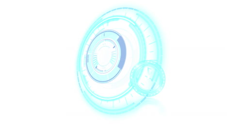 animation of clock moving fast and scope scanning on white background