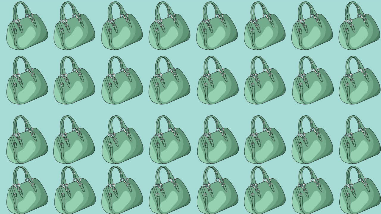 animación de una bolsa verde repetida sobre un fondo verde