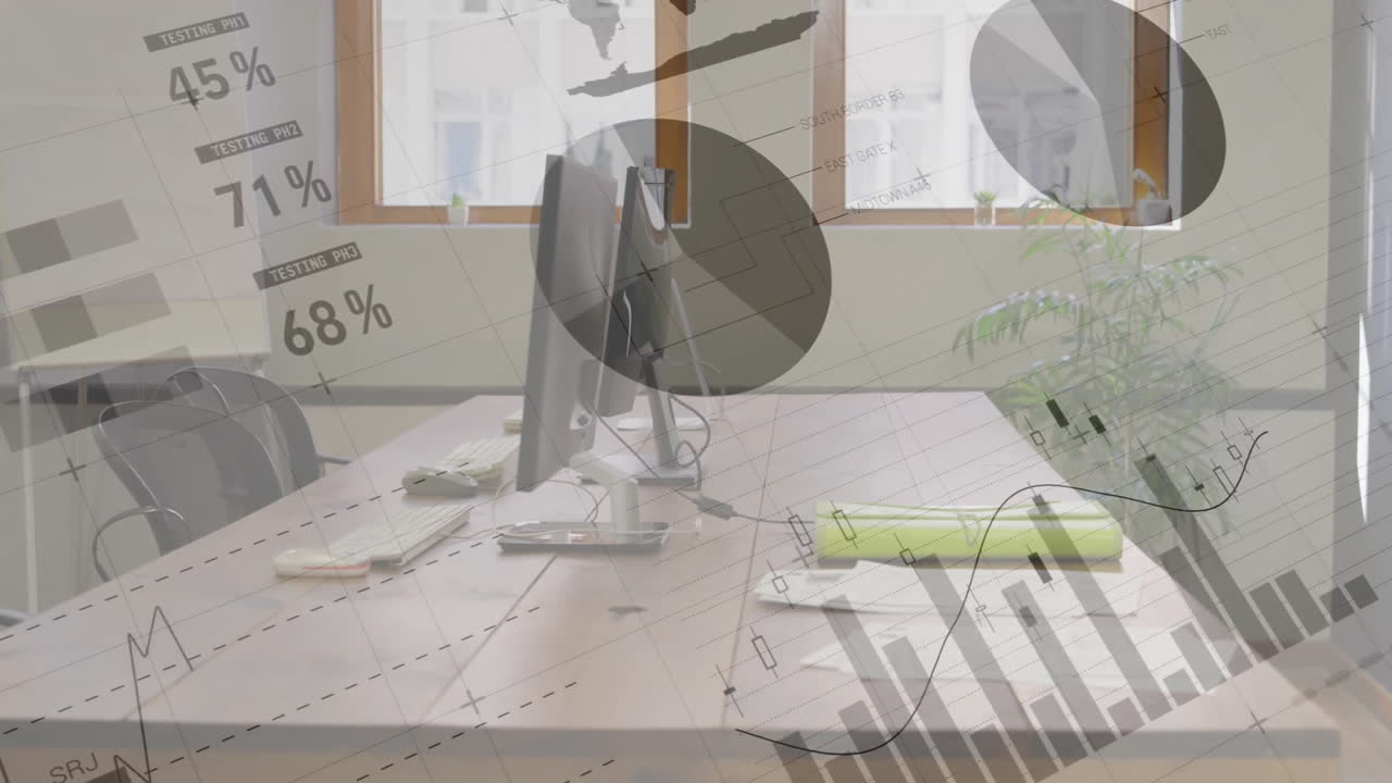빈 사무실에서 재무 데이터 처리의 애니메이션