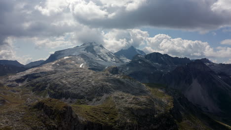 mountain drone view, grande motte glacier, france