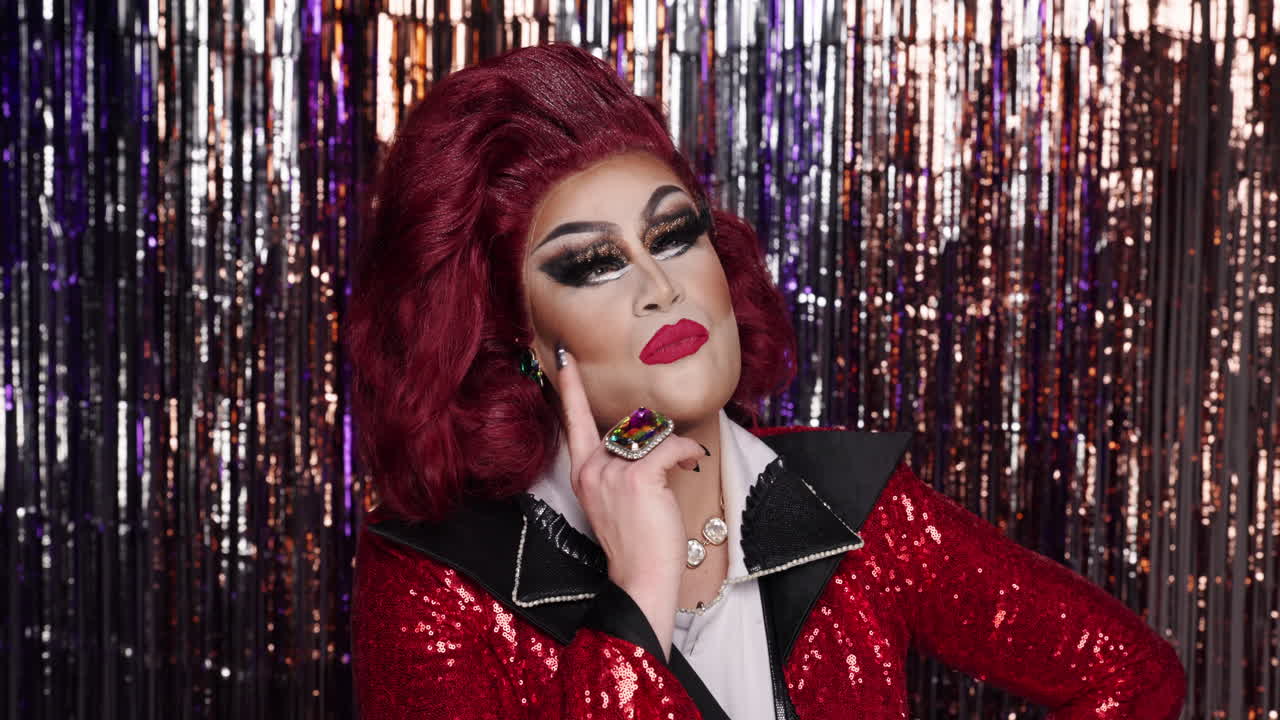Portrait of a Drag Queen in Red Sequin Jacket