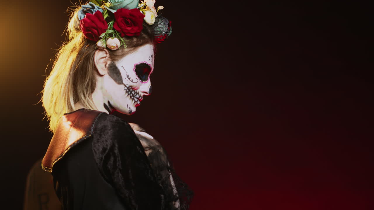 Halloween makeup and flower crown