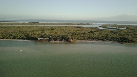 aerial - beautiful beaches on the lagoon of holbox island, yucatan, mexico