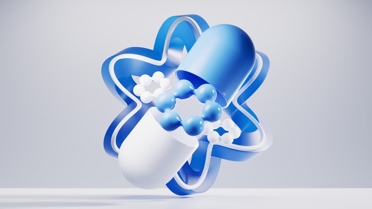 3d 렌더링으로 파란색 곡선 프레임 배경을 가진 의료