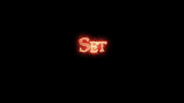 Scritta "Set" fatta di fuoco. Loop
