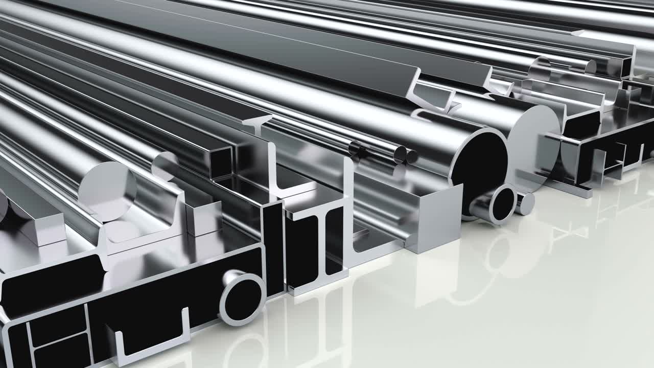 Stack of Rolled Metal Products, loop animation. 3D rendering