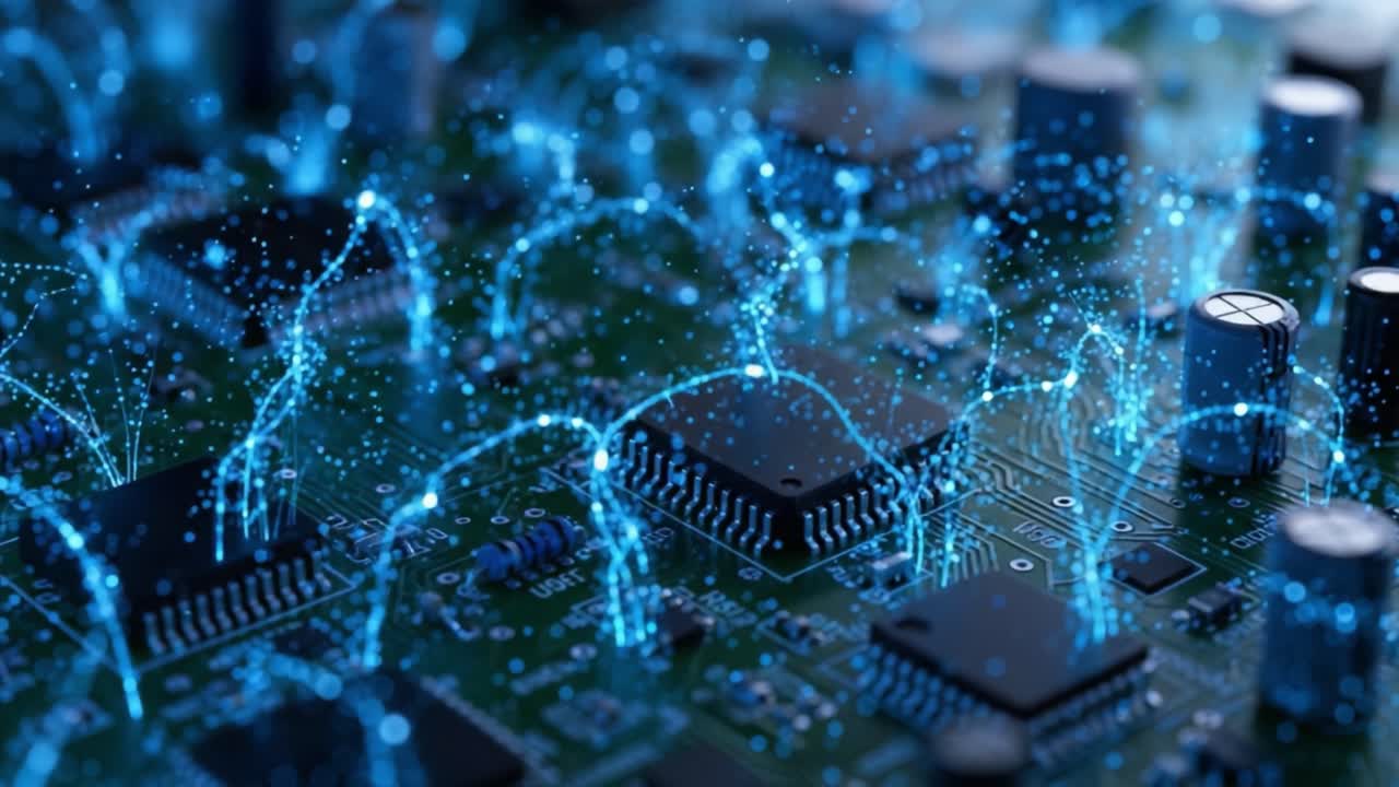 Exploring the Intricacies of Circuit Boards: A Visual Journey Through Electronic Connections and Sparkling Energy Flow