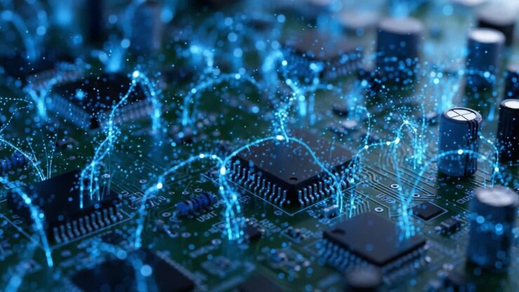 Exploring the Intricacies of Circuit Boards: A Visual Journey Through Electronic Connections and Sparkling Energy Flow