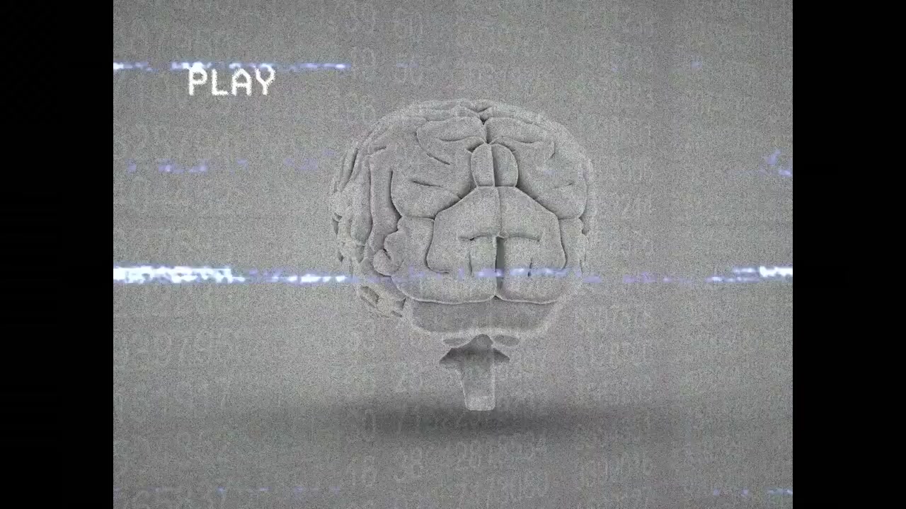Animation of interference over digital brain on white background
