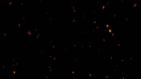 4k 3d renderización de bucle sin costuras fuego partículas brillantes en negro aisladas con transparencia utilizando prores 4444 para la superposición de la pantalla.