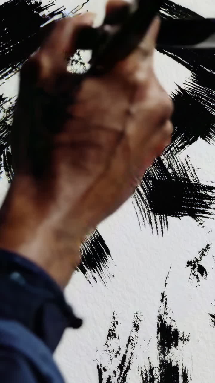 Black and White Ink Painting in Progress