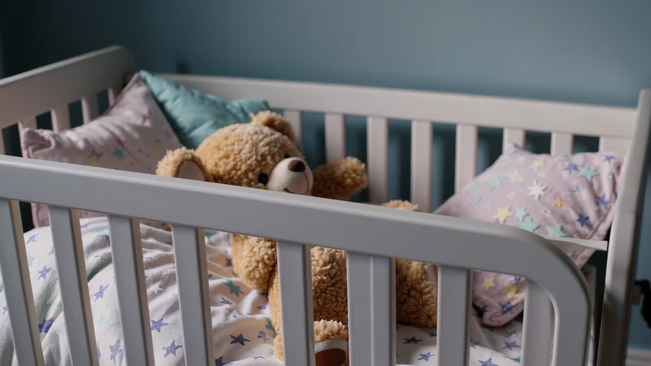 Baby Crib with Teddy Bear