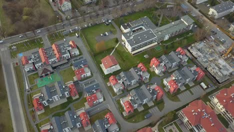 aerial of residential neighbourhood and houses suburb