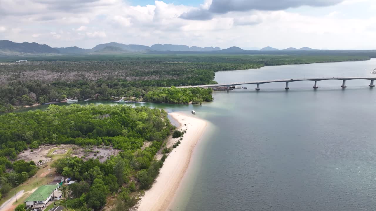 Mu Koh Lanta National Park And Siri Lanta Bridge In Ko Lanta Noi, Ko Lanta District, Krabi, Thailand. Aerial Drone Shot