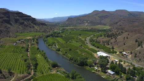 flying over kimberly orchards in eastern oregon