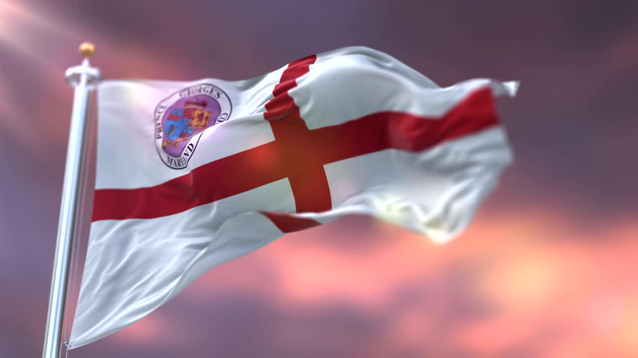 флаг округа принс-джордж в мэриленде при заходе солнца, соединенные штаты - петля