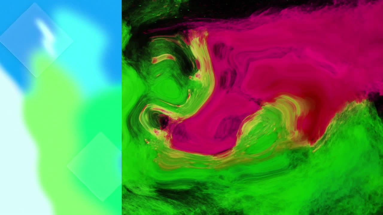 ondas líquidas rojas y verdes en movimiento sobre un fondo negro