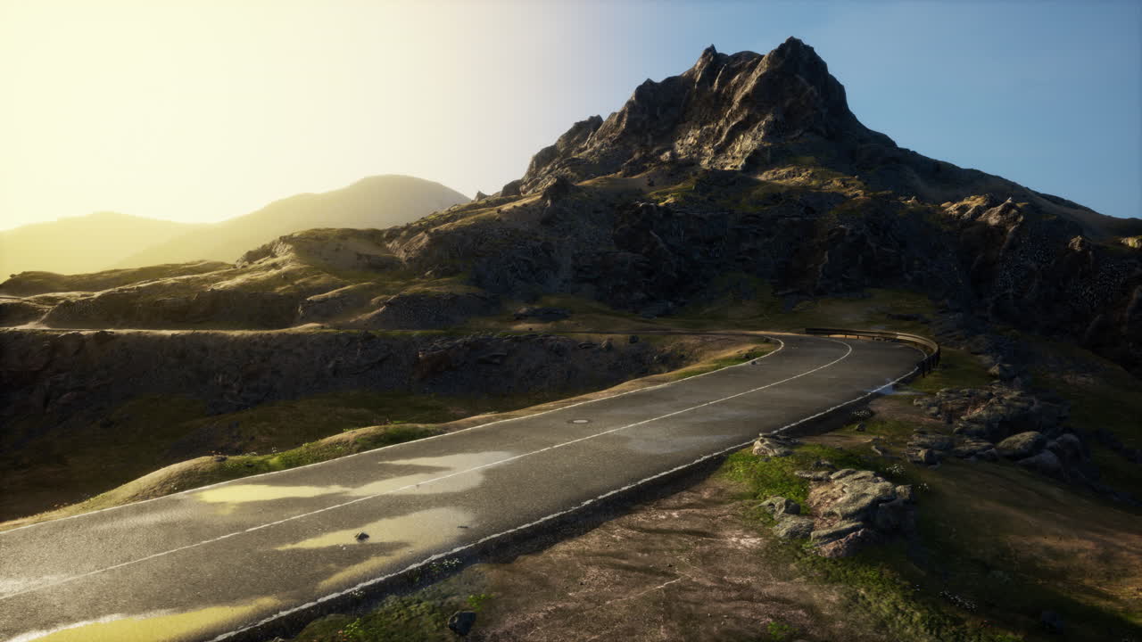 화산 풍경 속 에 있는 비어 있는 도로 의 경치 좋은 풍경