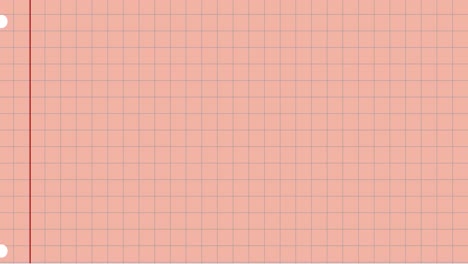 animation of school concept icons and mathematical equations on pink square lined paper background