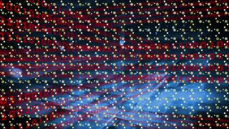 animación del procesamiento de datos diversos sobre moléculas en movimiento