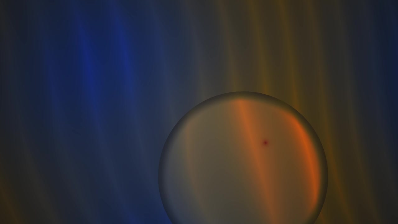 Dynamische abstrakte Kugel mit blauen und orangefarbenen Lichtreflexionen