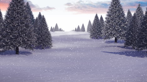 paisaje de invierno y nieve cayendo