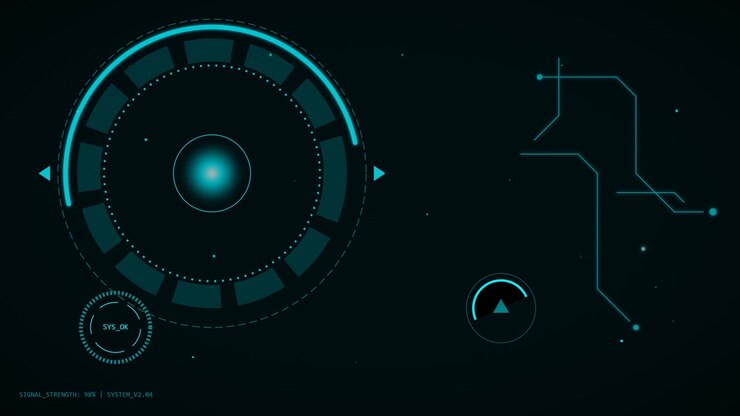 Futuristisk digital HUD-grænseflade med roterende cirkulær scanner