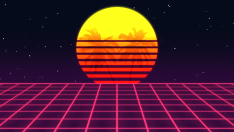 Motion-retro-red-grid-and-big-sun-with-palms