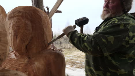 wood carving in progress