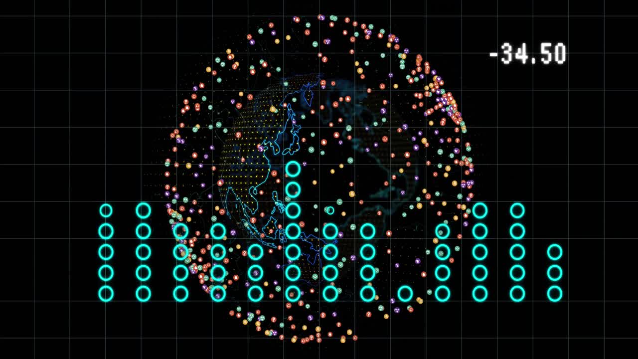 Animation of data processing over globe