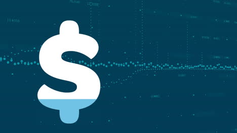 animation of dollar sign filling up with blue over financial data processing