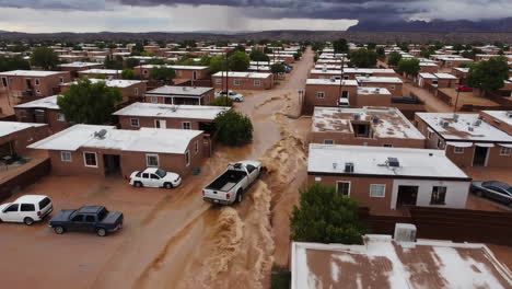 Flooded Residential Area During Storm