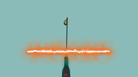 Animation-Eines-Linienbildenden-Flammenmusters-über-Der-Aus-Der-Spritze-Austretenden-Flüssigkeit-Vor-Blauem-Hintergrund