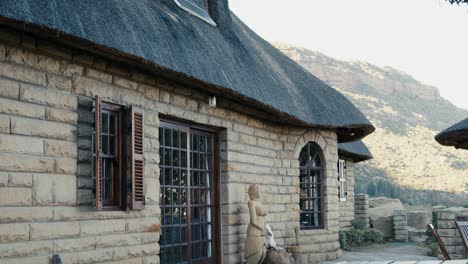 Travel-hostel-house-with-mountain-background-in-Africa