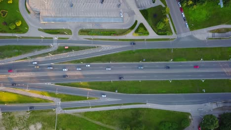 aerial view of the road crossroads in riga, latvia