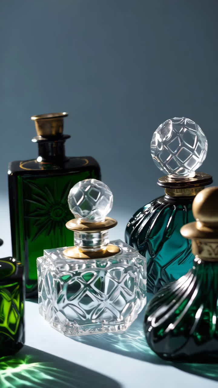 Collezione di bottiglie di vetro vintage ornate