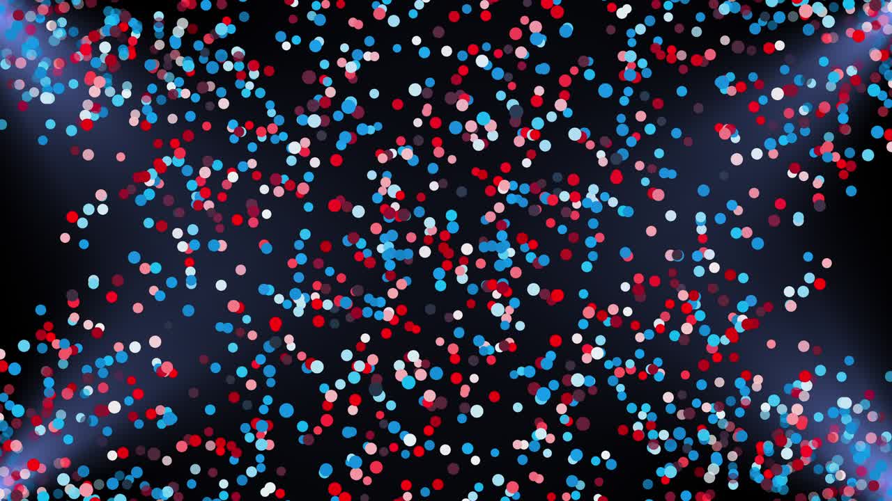 빛의 광선에서 날아다니는 색 입자, 컴퓨터 생성. 축제 배경의 3d 렌더링