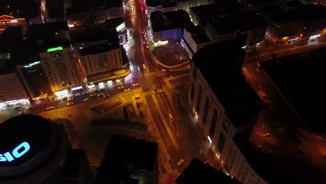 night aerial view of a city intersection