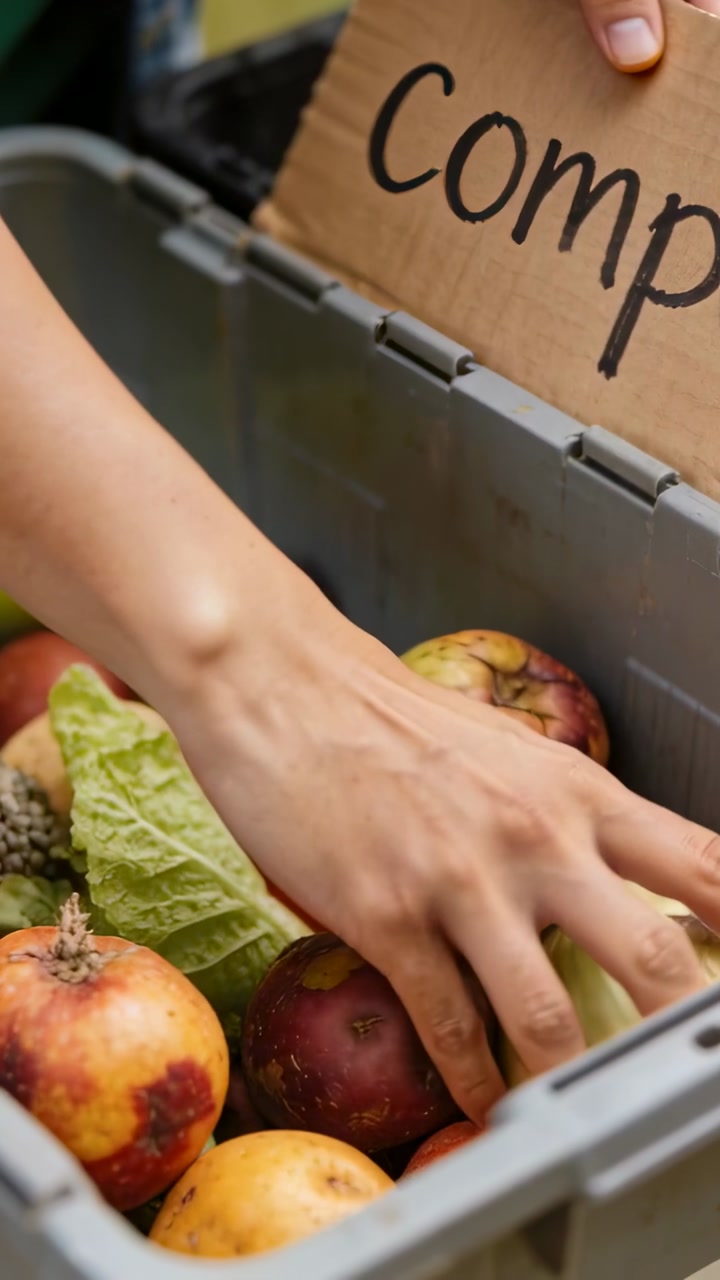 Close-up of Hand Composting Organic Food Waste