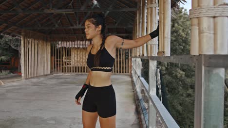 female boxer training outdoors