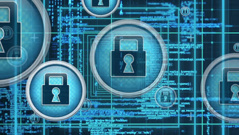 animation of padlocks over digital data in background