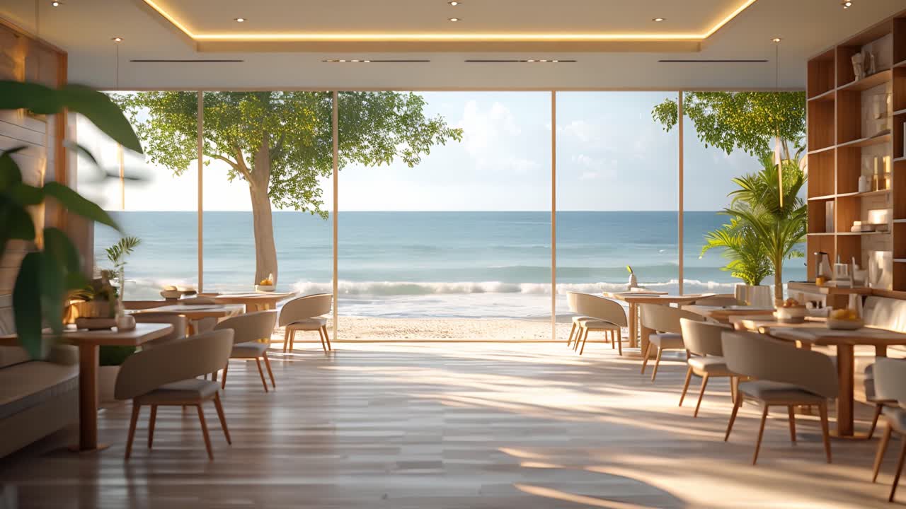 Modern Beachfront Restaurant with Panoramic Ocean View