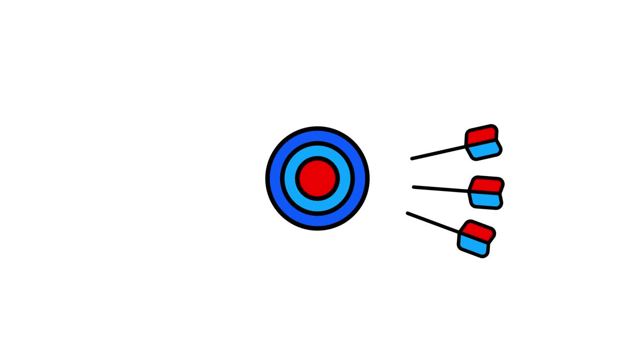 Target with Darts Hitting Bullseye Icon
