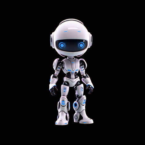 cute robot animation isolated asset, transparent 4k video, alpha channel, prores 4444