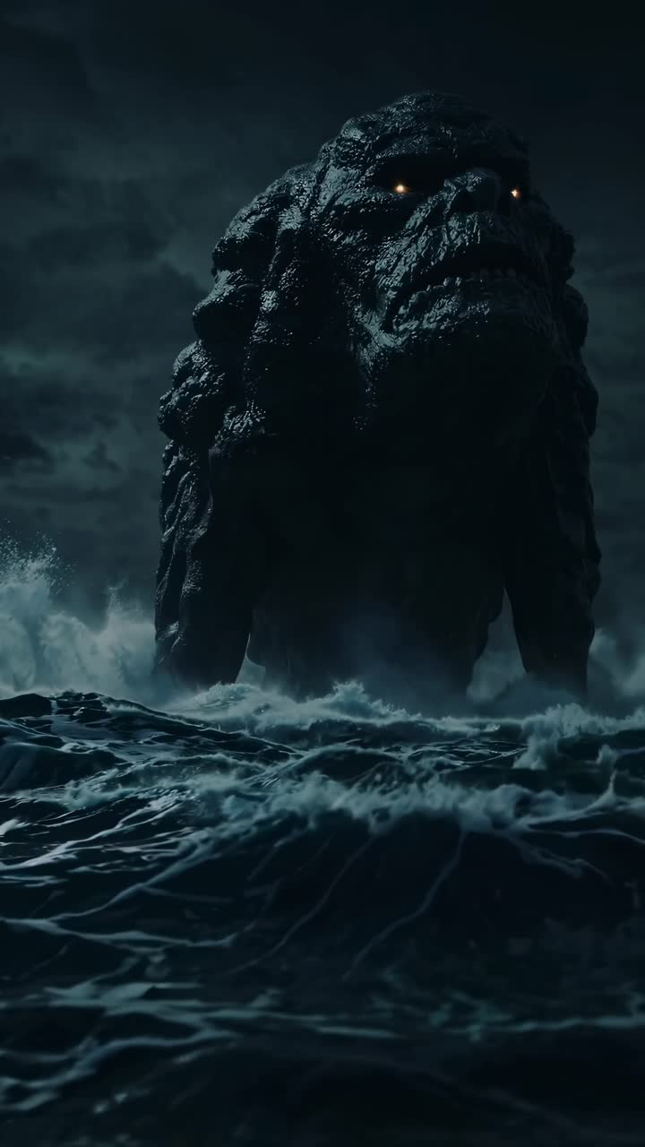 monstruo marino gigante en una noche tormentosa