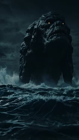 giant sea monster in a stormy night