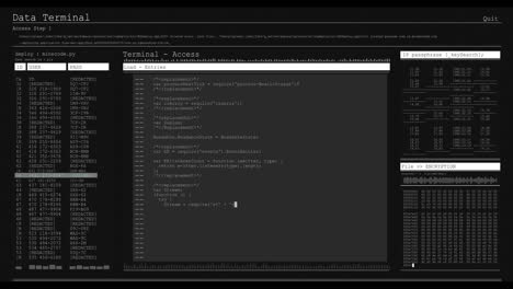 animación del procesamiento de datos en pantallas de computadora grises