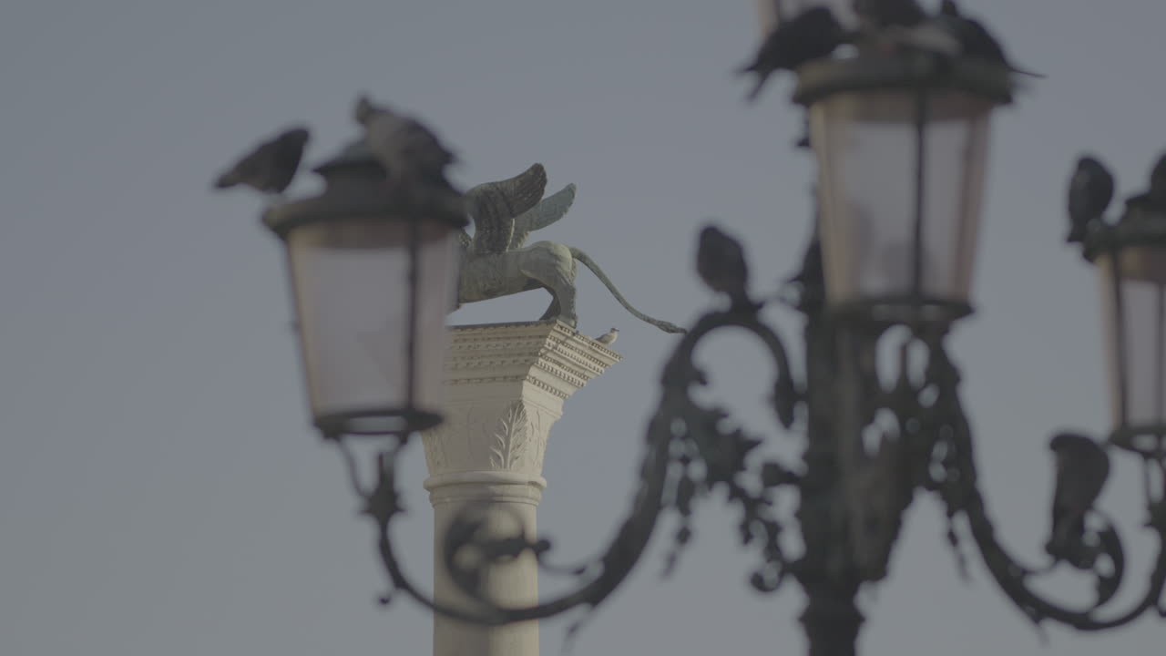 Venice Lamppost with Lion Statue