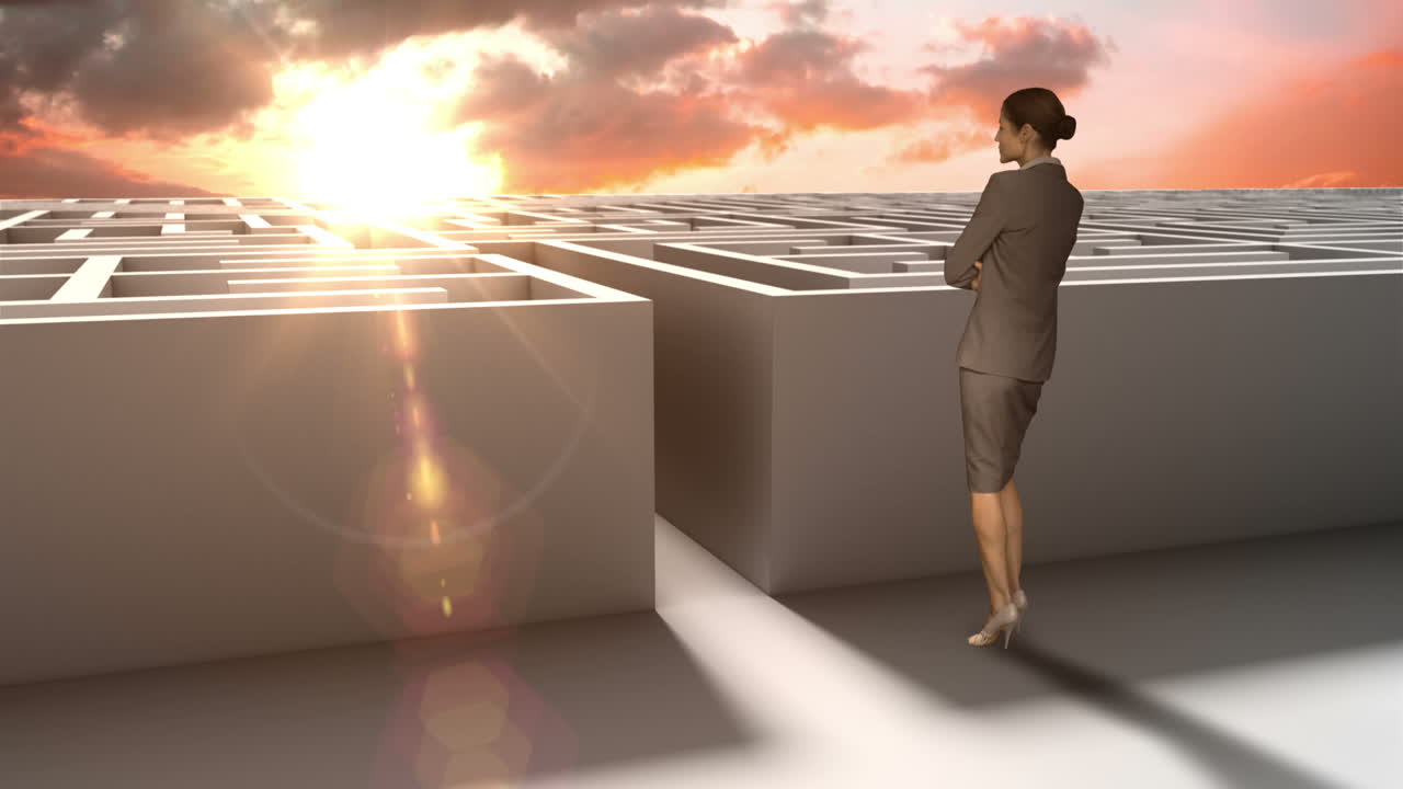 미로 입구에 있는 사업가