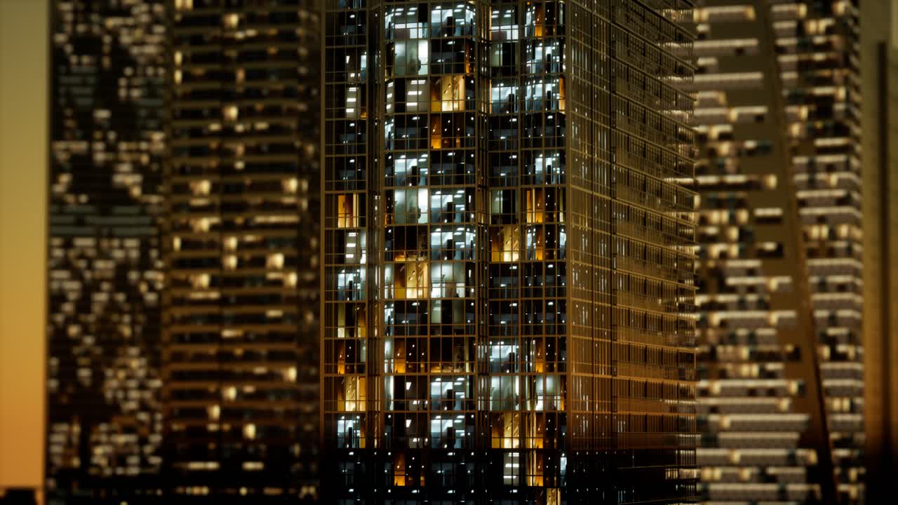 rascacielos en el barrio de negocios por la noche